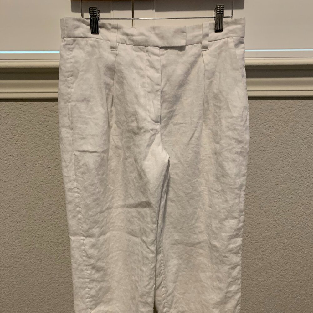 Abercrombie & Fitch Premium Linen Tailored Pant / Trousers White 27S